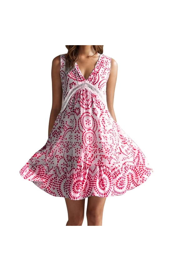 Jumper Dress Party Dresses for Women Women's Beach Smock Hand Crochet Floral Patchwork Fringe Swimsuit with Beach Skirt Red S