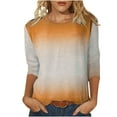 thumbnail image 1 of asdoklhq Juniors Plus Tops & T-Shirts,Women's Printed T-Shirt Mid-length 3/4 Sleeves Blouse Round Neck Casual Tops, 1 of 5