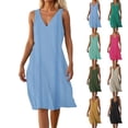 thumbnail image 1 of asdoklhq Long Sleeve Dress Fashion Women Summer Casual V-Neck Sleeveless Solid Long Dress Mint Green 5X, 1 of 6