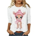 thumbnail image 1 of asdoklhq Long Sleeve Going Out Tops for Women Christmas Ladies' Christmas Printed Round Neck Three Quarter Sleeve 3/4 Sleeve T-shirt Loose Top Long Sleeved Round Neck Top/shirt Multicolor M, 1 of 5