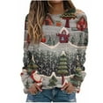 thumbnail image 1 of asdoklhq Long Sleeve Shirts for Women Christmas Printed Loose Casual Long Sleeve Round Neck Hoodless Straight Shoulder Sweater Gray 2X, 1 of 5