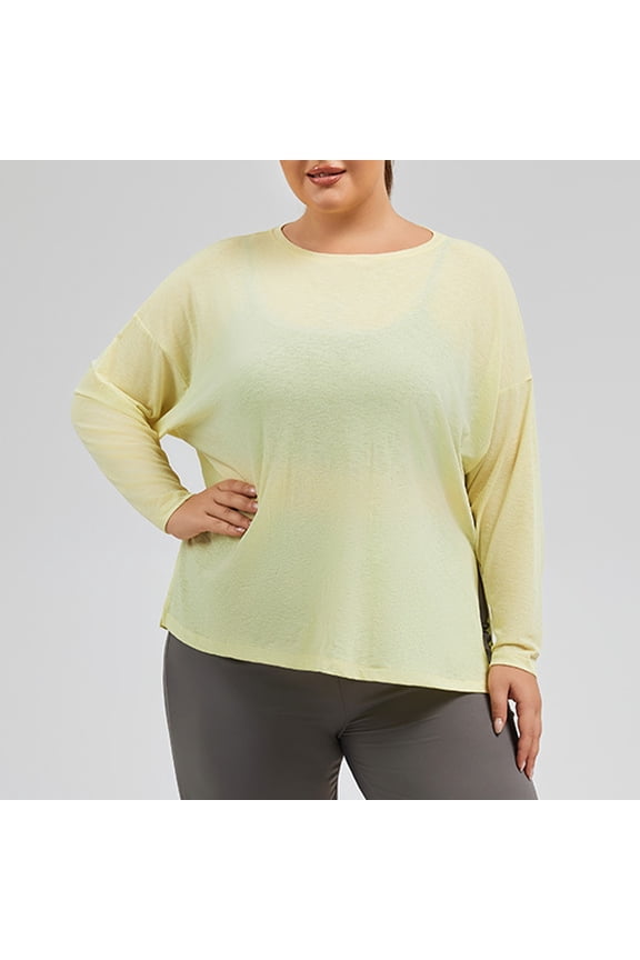 Long Sleeve Shirts for Women Long Sleeve Breathable Shirt Fast Dry Workout Hiking Tops for Women Yellow L