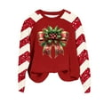 thumbnail image 1 of asdoklhq Long Sleeve Shirts for Women Winter Christmas Round Neck Hoodless Raglan Sleeve Long Sleeve Sweater Top Red M, 1 of 5