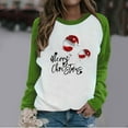 thumbnail image 1 of asdoklhq Long Sleeve T Shirt Women Happy Christmas Ladies' Christmas Print Round Neck Raglan Sleeves Long Sleeved Top Sweatshirt Green XL, 1 of 3