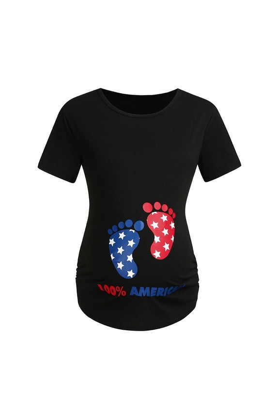 Maternity Clothes for Women,American Flag Short Sleeve Cartoon Stars Letter T-shirt Pregnant Tops
