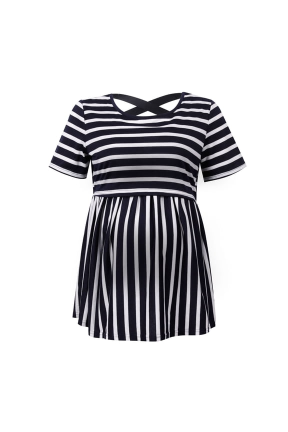 Maternity Clothes for Women,Ladies Stripe Hollow Out Short Sleeve Breastfeeding Maternity Woman Clothe T-shirt Top