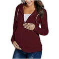thumbnail image 1 of asdoklhq Maternity Clothes for Women,Maternity Long Sleeve Zipper Solid Color Breast-Feeding Pregnant Nursing Blouse Tops Coat, 1 of 9