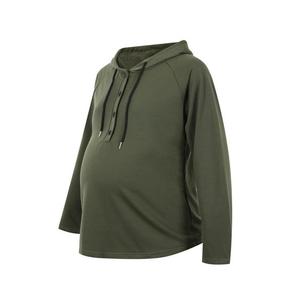 asdoklhq Maternity Clothes for Women,Maternity Solid Color Pullover Sweatshir Long Sleeve Hooded Tops Sweater