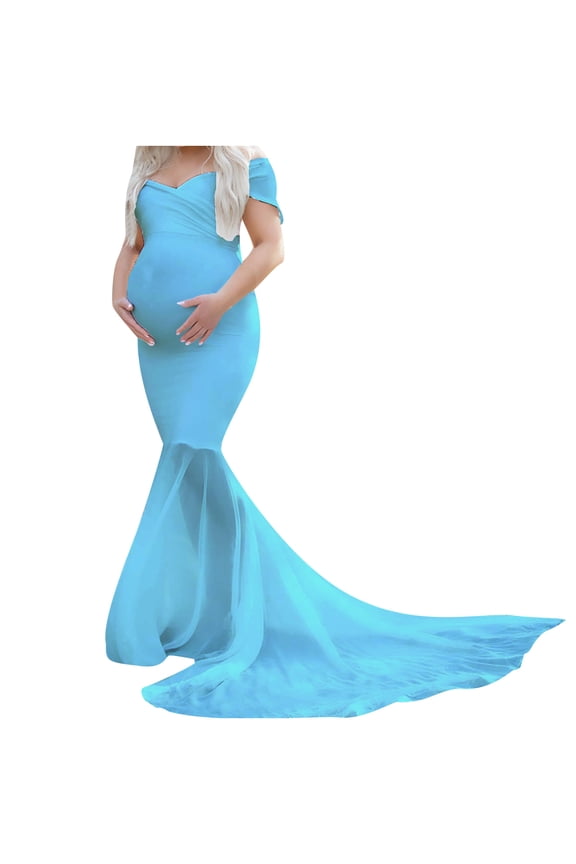 Maternity Clothes for Women,Pregnants Chiffon Splicing Photography Props Trapless Long Maternity Dress