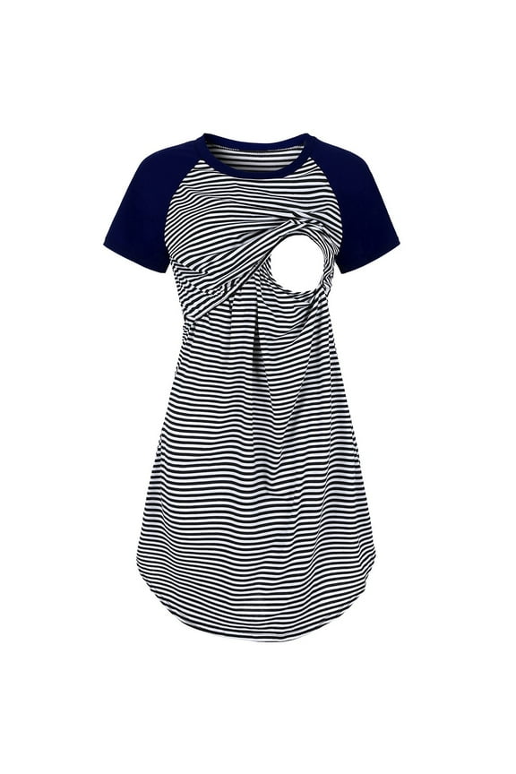 Maternity Clothes for Women,Short Sleeve Striped Nursing Breastfeeding Sleepwear Dress
