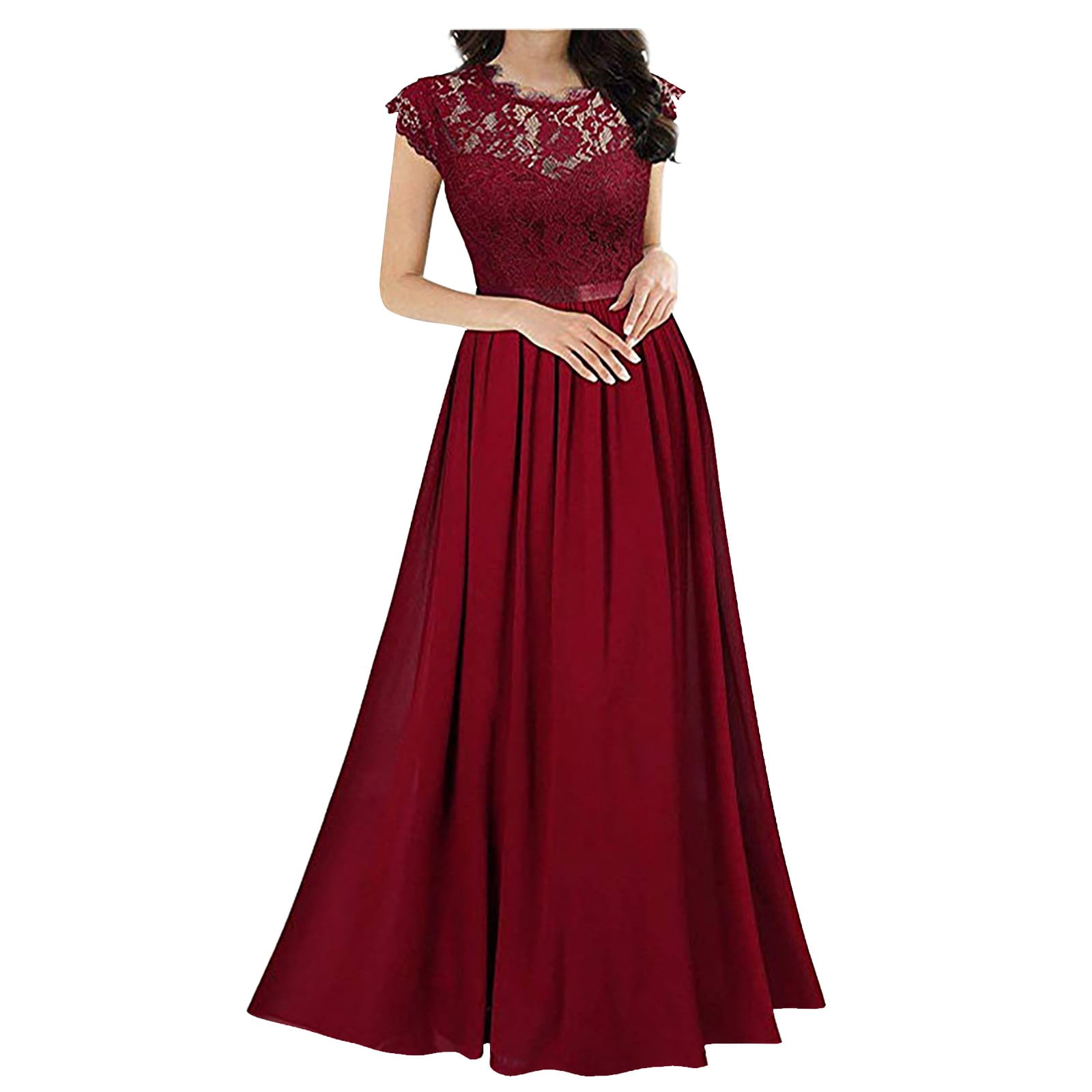 Asdoklhq Maternity Dress,Chiffon Dress Chiffon Stitching Lace Dress Bridesmaids Evening Gowns Women