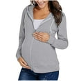 thumbnail image 1 of asdoklhq Maternity Clothes for Women,Maternity Long Sleeve Zipper Solid Color Breast-Feeding Pregnant Nursing Blouse Tops Coat, 1 of 9