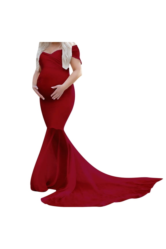 Maternity Dress,Women Pregnants Chiffon Splicing Photography Props Trapless Long Maternity Dress