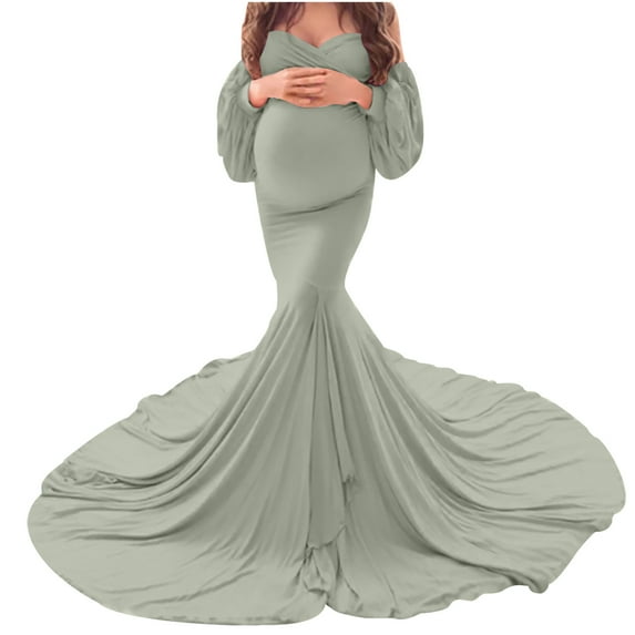 asdoklhq Maternity Dress,Women Pregnants Sexy Photography Props Off Shoulder Long Maternity Dress