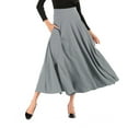 thumbnail image 1 of asdoklhq Maternity Dress,Women Solid Color High Waist Pleated A Line Long Skirt Front Slit Belted Maxi, 1 of 6