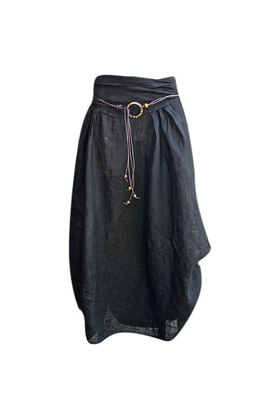 Maternity Dress,Women's Fashion Casual Solid Loose Sashes Mid-Calf Women's Skirt