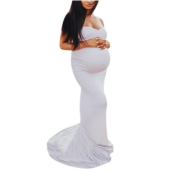 asdoklhq Maternity Dresses for Women Plus Size,Women Pregnants Photography Props Sleeveless Mop The Floor Maternity Solid Dress