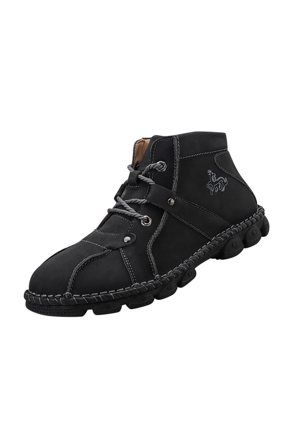 Men's Casual Shoes Wide Width On Clearance,Men's High-top Lace-up Casual Platform Hiking Shoes
