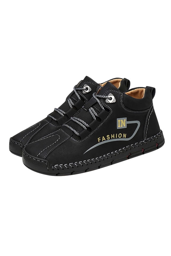 Men's Casual Shoes Wide Width On Clearance,Men's High-top Lace-up Casual Platform Shoes