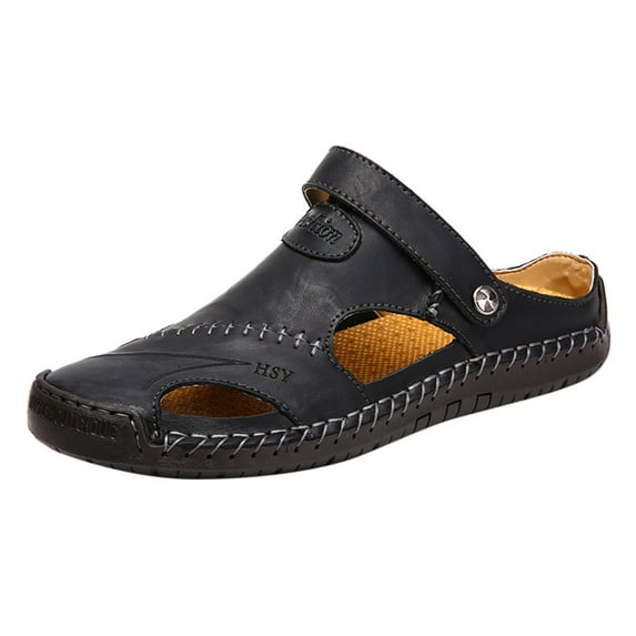 asdoklhq Men's Sandals Arch Support,Men's Summer Casual Leather Sandals Breathable Tide Outdoor Beach Shoes