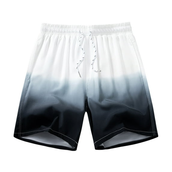 asdoklhq Mens Shorts Athletic ClearanceGradient Elastic Waist Beach Straight Type Quick-drying Shorts Pants