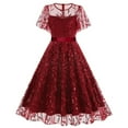 thumbnail image 1 of asdoklhq Oversize Dress Women's Fashionable Casual Summer Solid Color Short Sleeved Round Neck Dress Wine 2X, 1 of 6