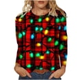 thumbnail image 1 of asdoklhq Mock Neck Tops for Women Christmas Christmas Women's Fashion Tees Casual Round Neck Loose T Shirt Long Sleeve Christmas Print Shirt Multicolor XL, 1 of 6
