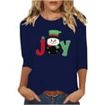 thumbnail image 1 of asdoklhq Mock Neck Tops for Women Christmas Ladies' Christmas Round Neck 3/4 Sleeve T-shirt Shirt Blue XL, 1 of 4
