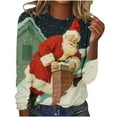 thumbnail image 1 of asdoklhq Mock Neck Tops for Women Christmas Women's Christmas Printed Round Neck Long Sleeved Hooded Top/shirt Red 3X, 1 of 5