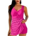 thumbnail image 1 of asdoklhq Modest Cotton Womens Tankini Bathing Suits Women's Conservative Solid Color Hollowed Out Camisole Split Swimsuit Set Hot Pink M, 1 of 4