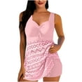 thumbnail image 1 of asdoklhq Modest Cotton Womens Tankini Bathing Suits Women's Conservative Solid Color Hollowed Out Camisole Split Swimsuit Set Pink XL, 1 of 4