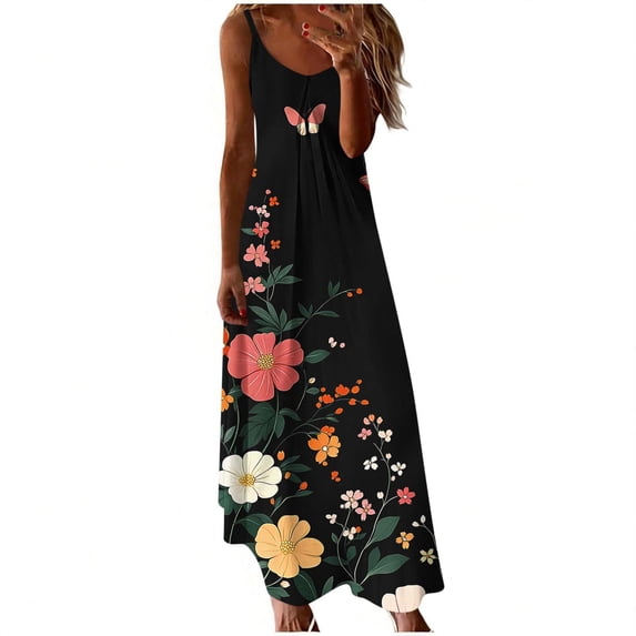 asdoklhq Mother Of Bride Dresses Homecoming Dresses Ladies' Fashion Print Round Neck Dress Multicolor XL