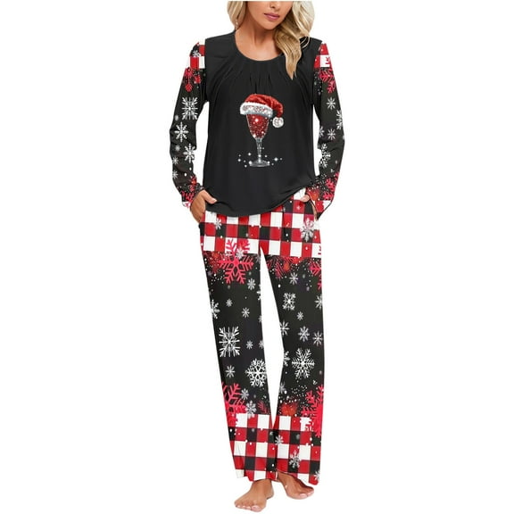 asdoklhq Onesie Pajamas for Women Ladies' Gradient Printed Casual Top Pants Pajama Set Red 3X