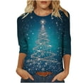 thumbnail image 1 of asdoklhq Oversized Tshirts for Women Fashion Casual Christmas Printed Round Neck 3/4 Sleeves T-Shirt Blue 3X, 1 of 4