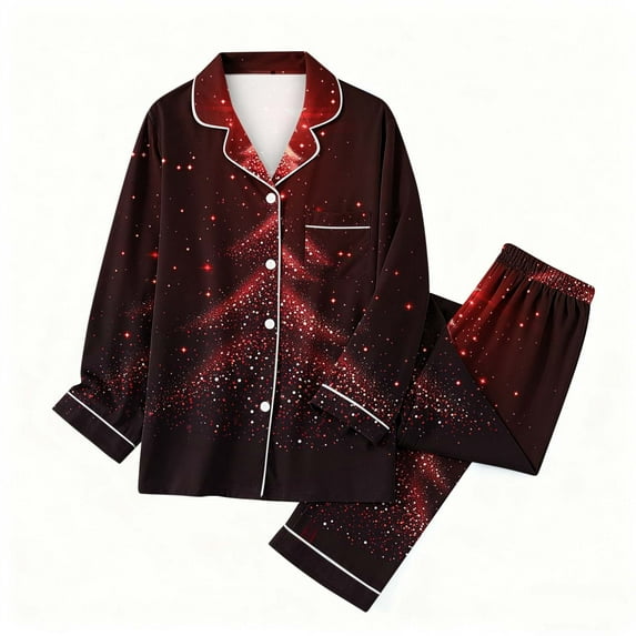 asdoklhq Pajamas for Women Christmas women's long sleeved hooded pajama set Multicolor S