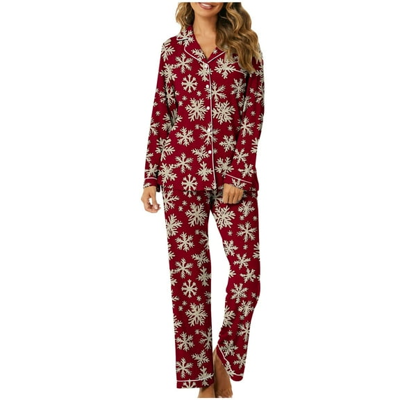 asdoklhq Pajamas for Women Set Cotton Women's Home Pocket Printed Pajama Set for Daily Home Wear Multicolor XL