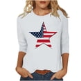thumbnail image 1 of asdoklhq Plus Size 4th Of July Tshirts Graphic Shirts Women's Independence Day Printed Round-neck Three-quarter Sleeve T-shirt Loose Three-quarter Sleeve Round-neck Top/shirt White 3X, 1 of 5