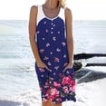 thumbnail image 1 of asdoklhq Plus Size Dresses for Women,Women's Casual Summer Tank Sleeveless Knee Length Pleated Sun Dresses With Poket Print Dress, 1 of 5