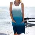 thumbnail image 1 of asdoklhq Plus Size Dresses for Women,Women's Casual Summer Tank Sleeveless Knee Length Pleated Sun Dresses With Poket Print Dress, 1 of 5