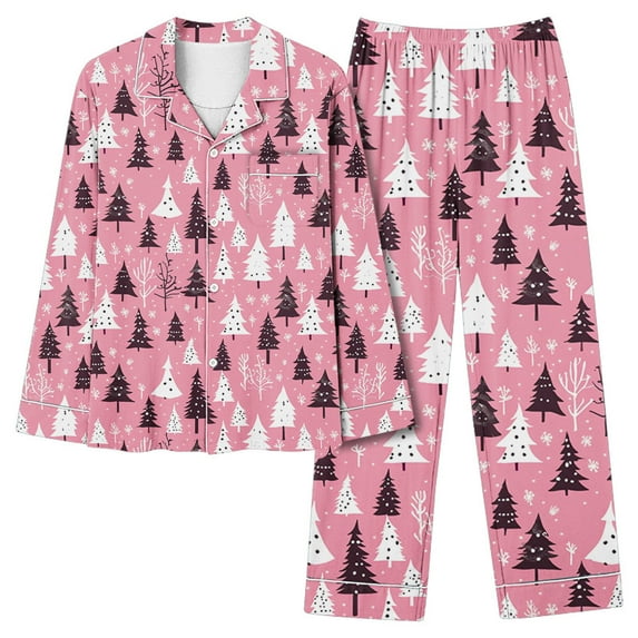asdoklhq Plus Size Pajamas for Women Set Women's Christmas Printed Pajama Set for Daily Home Wear with Pocket Multicolor XL