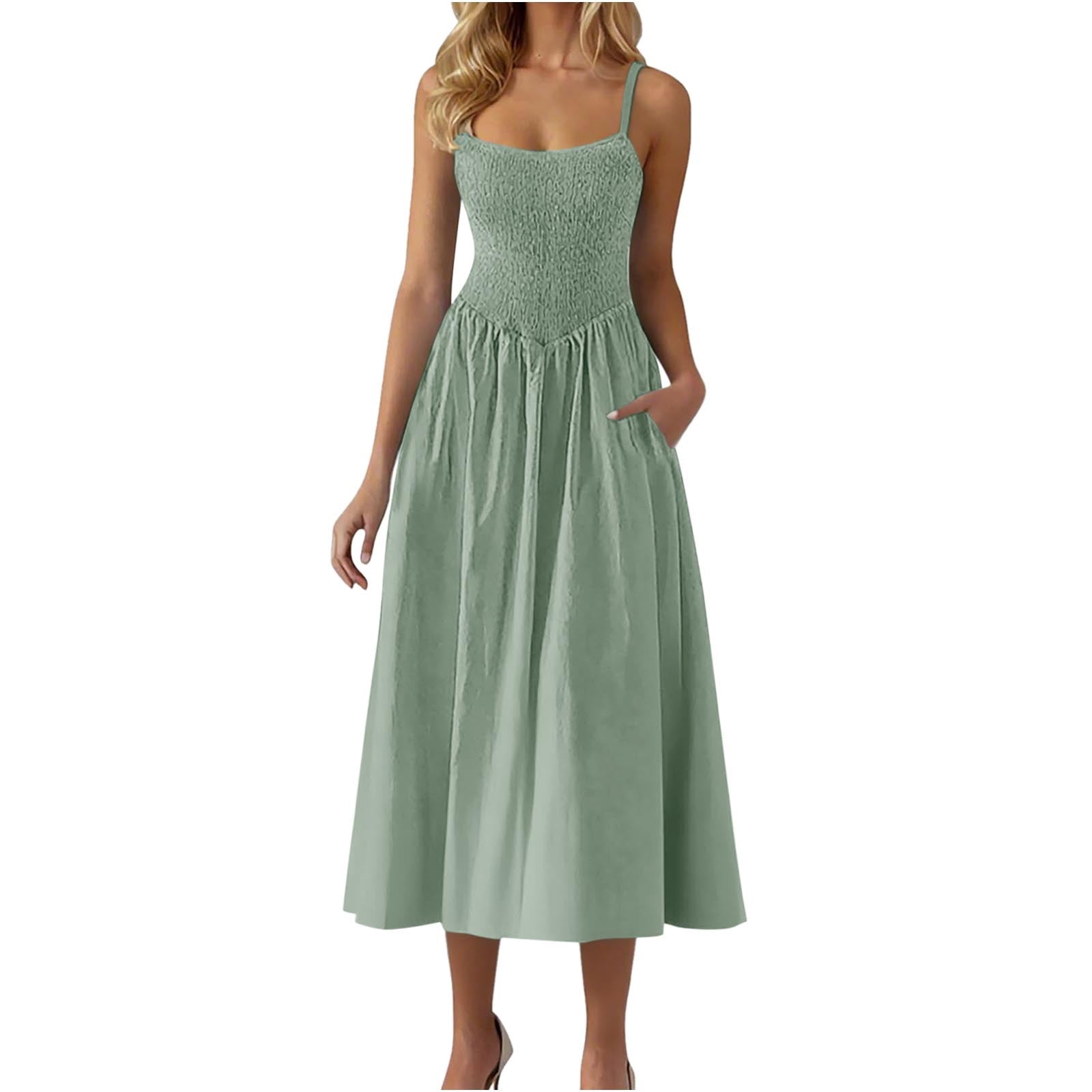 green midi graduation dress asdoklhq Plus Size Summer Dress Cocktail Dresses Graduation Dress Midi Women's Solid Sleeveless Round Neck Elegant Club Party Tunic Mini Dresses Casual Vacation Dress Mint Green 2X