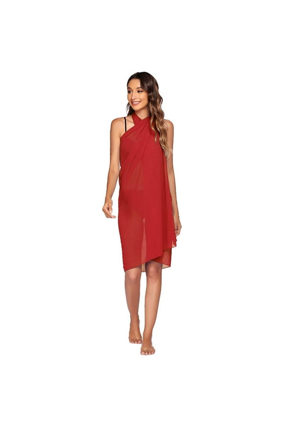 Plus Size Swimsuit Clearance Under $10,Women Chiffon Swimwear Pareo Scarf Beach Cover Up Wrap Kaftan Sarong