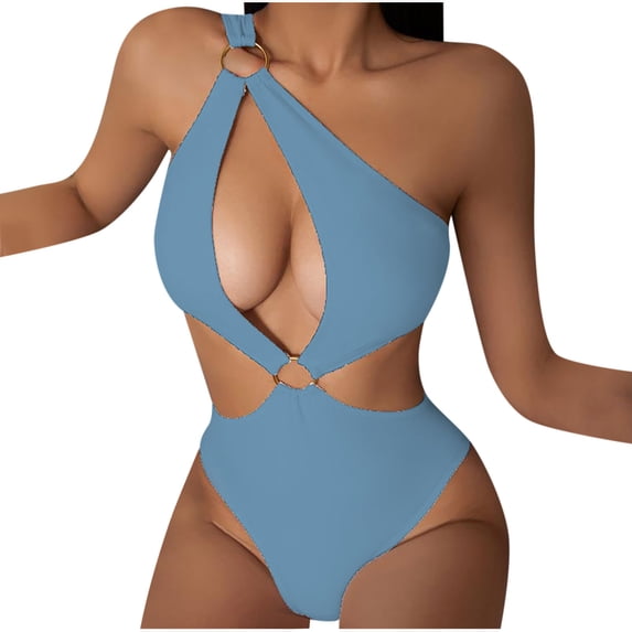 asdoklhq Plus Size Swimsuit Clearance Under $10,Women's Bikini Set Swimsuit Filled Swimwear Has A Chest Pad No Steel Support Siamese Beachwear