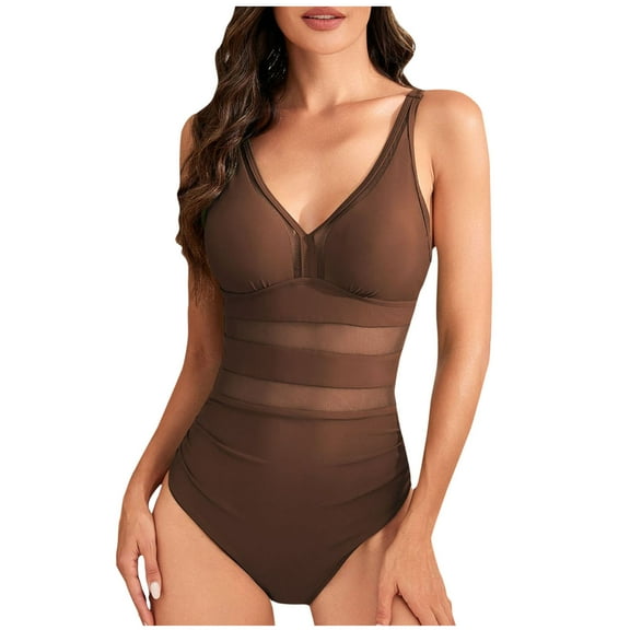 asdoklhq Plus Size Swimsuit for Women Fashion Backless Bandage Swimwear Swimsuit Beachwear Bikinis Brown S