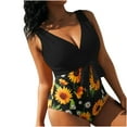 thumbnail image 1 of asdoklhq Plus Size Swimsuit for Women,Women's One-Piece Sunflower Print Color Blocking Lace Up Plus Size Overlay Print Bikini Swimsuit, 1 of 9
