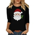 thumbnail image 1 of asdoklhq Plus Size Tops Christmas Ladies' Christmas Round Neck 3/4 Sleeve T-shirt Shirt Black S, 1 of 4