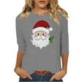 thumbnail image 1 of asdoklhq Plus Size Tops Christmas Ladies' Christmas Round Neck 3/4 Sleeve T-shirt Shirt Gray M, 1 of 4