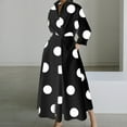 thumbnail image 1 of asdoklhq Quinceanera Dresses Linen Dress Casual Turn-down Collar Long Sleeve Waist Printed Long Dresses Black XL, 1 of 6