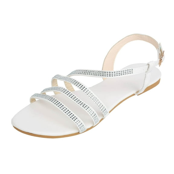 asdoklhq Sandals for Women Clearance Under $10,Women's Summer Rhinestone Buckle Strap Beach Open Toe Breathable Sandals Shoes
