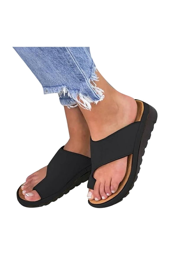 Sandals for Women Women Dressy Comfy Platform Casual Shoes Summer Beach Travel Slipper Flip Flops Black 39